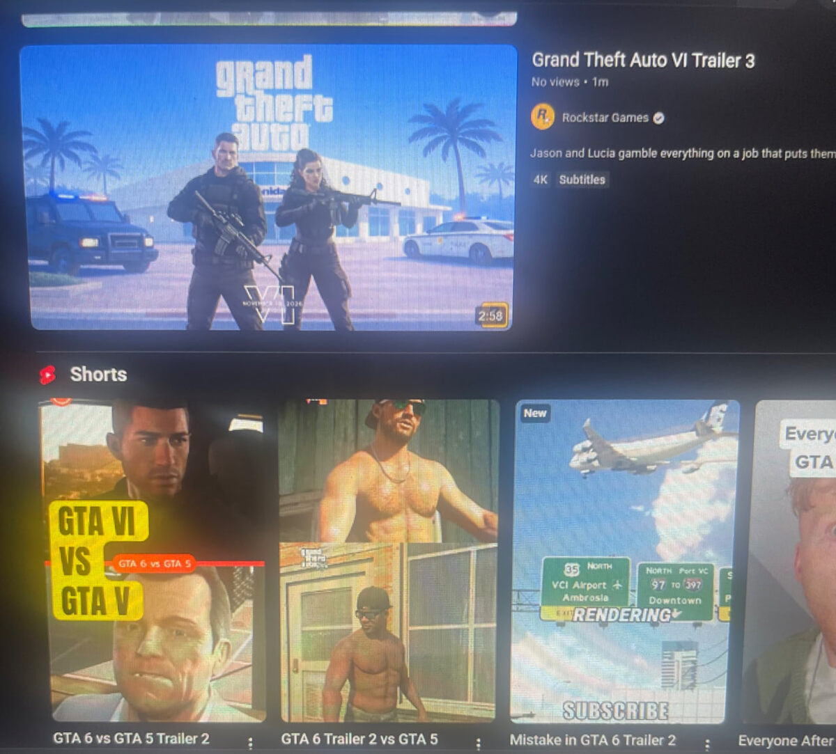 Скриншот фейк который показывает обложку третьего трейлера Grand Theft Auto 6.