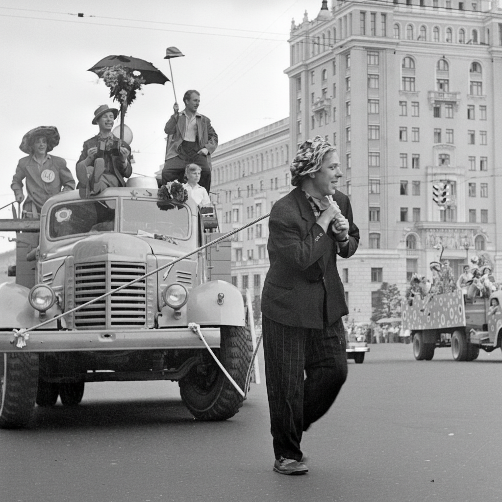 VI Международный фестиваль молодежи и студентов, цирковая кавалькада, Олег Попов. Фото: weekend.rambler.ru