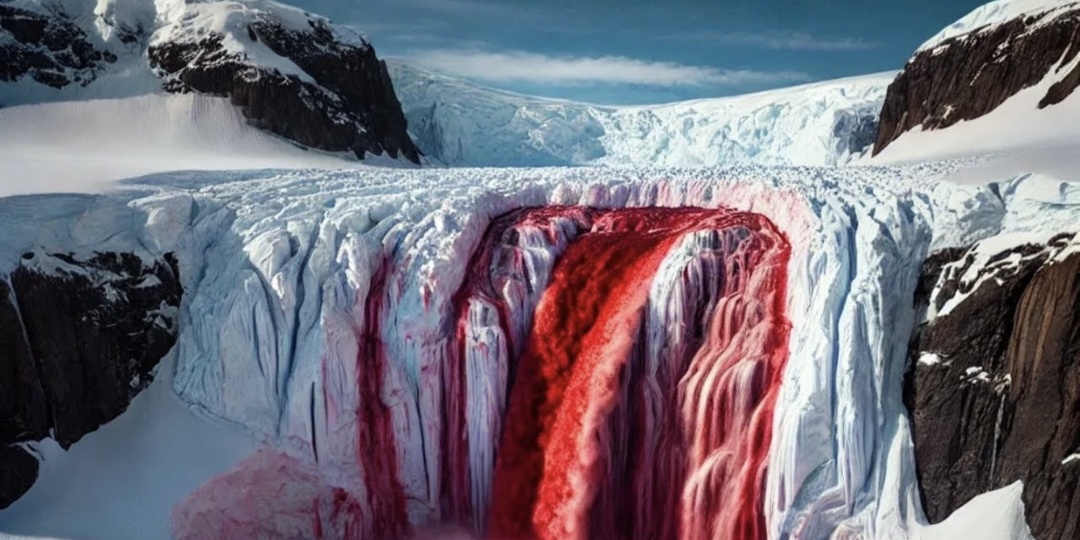 Алые водопады Антарктиды.