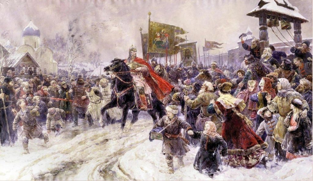 В. Серов. Въезд Александра Невского в Псков после Ледового побоища