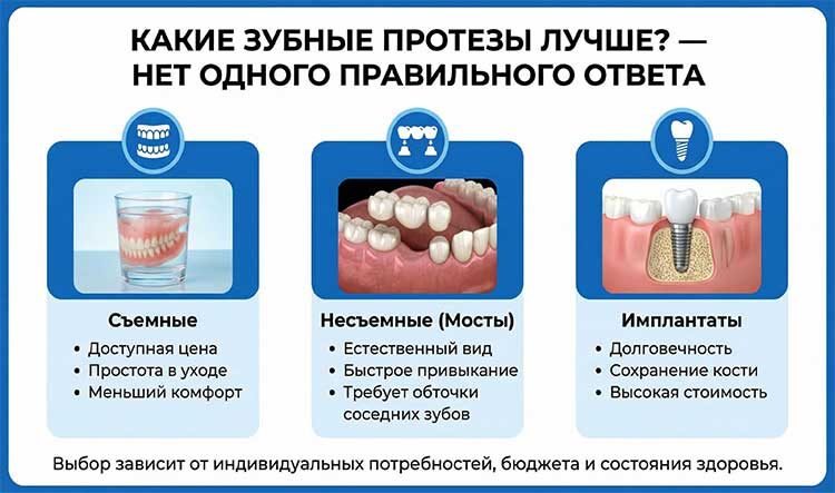 Какие зубные протезы лучше — и почему нет одного правильного ответа
