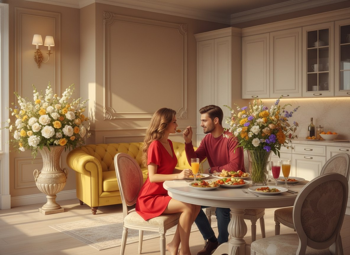 Мужчина любит кормить свою женщину