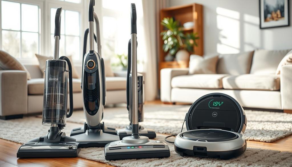    Иллюстрация различных типов пылесосов