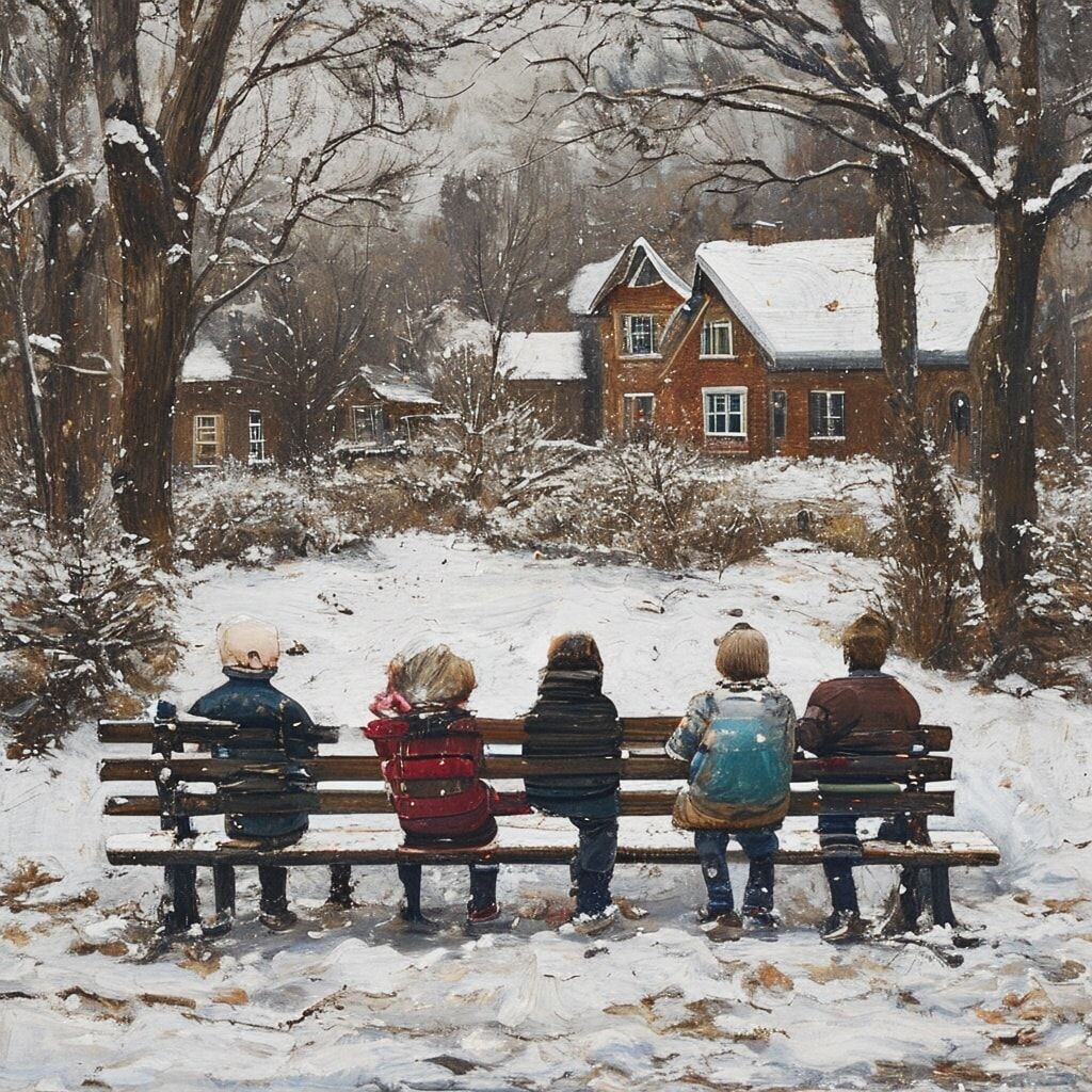 Жорик Семён Андрей и Ратмир сидят на лавке