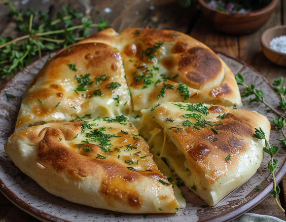 Хачапури на сковороде с сыром и зеленью