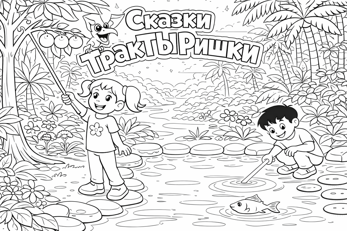 Дети добывают завтрак - раскраска ТракТЫРишкА