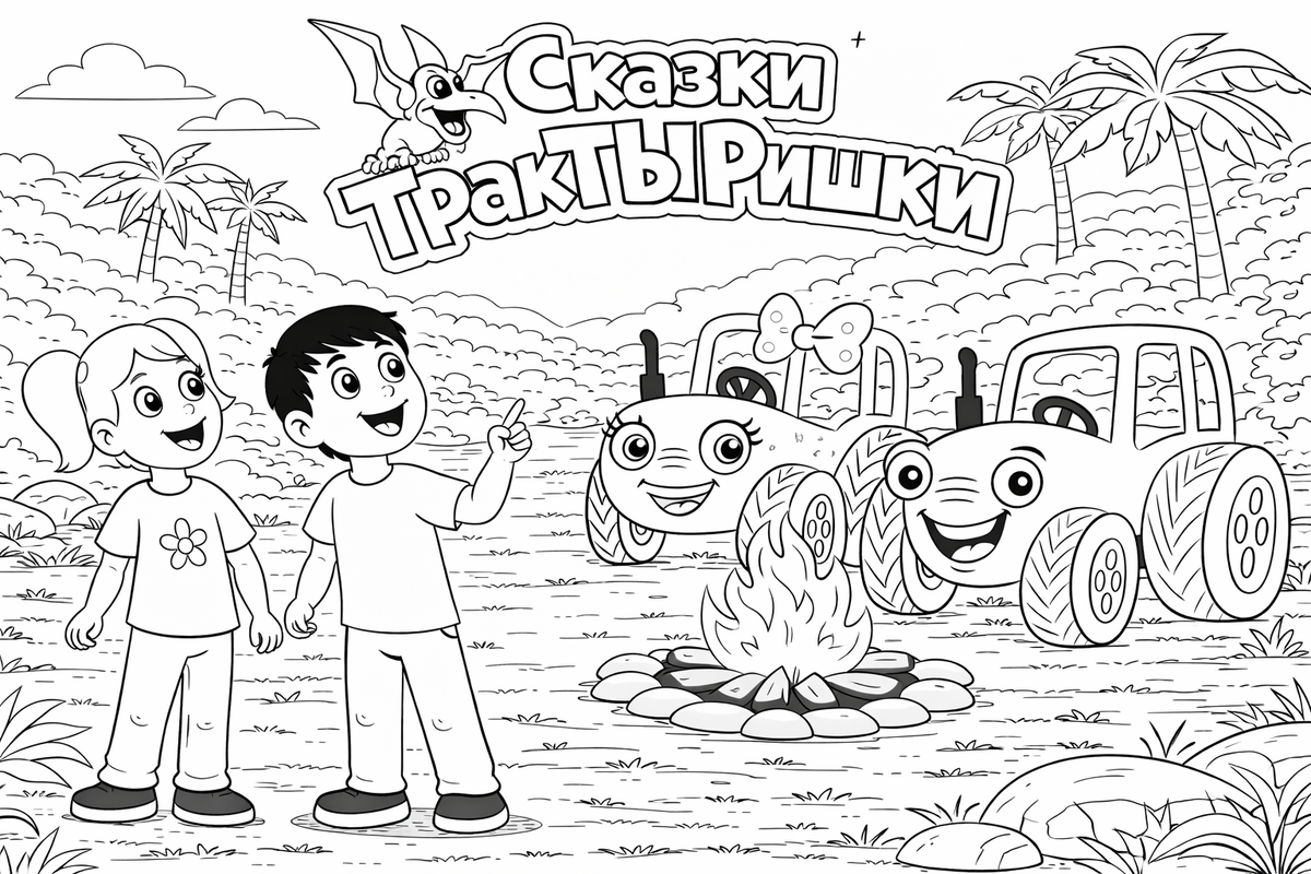 В мире динозавров - раскраска ТракТЫРишкА