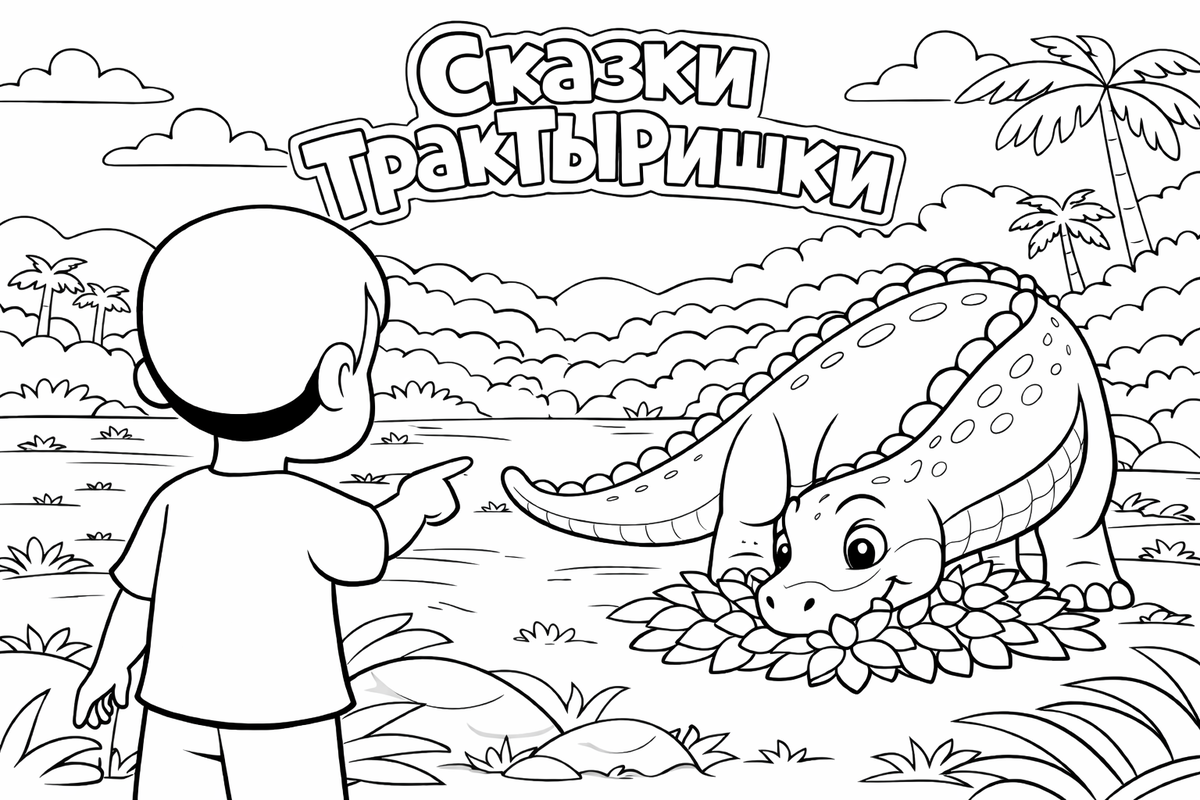 Диплодок - раскраска динозавра из мультика Сказки ТракТЫРишкИ