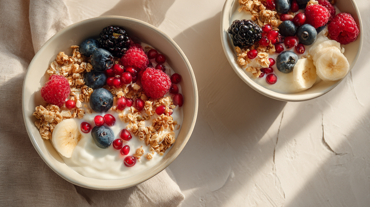 Лучше приготовить йогурт самостоятельно: греческий йогурт+ягоды+банан+геркулес