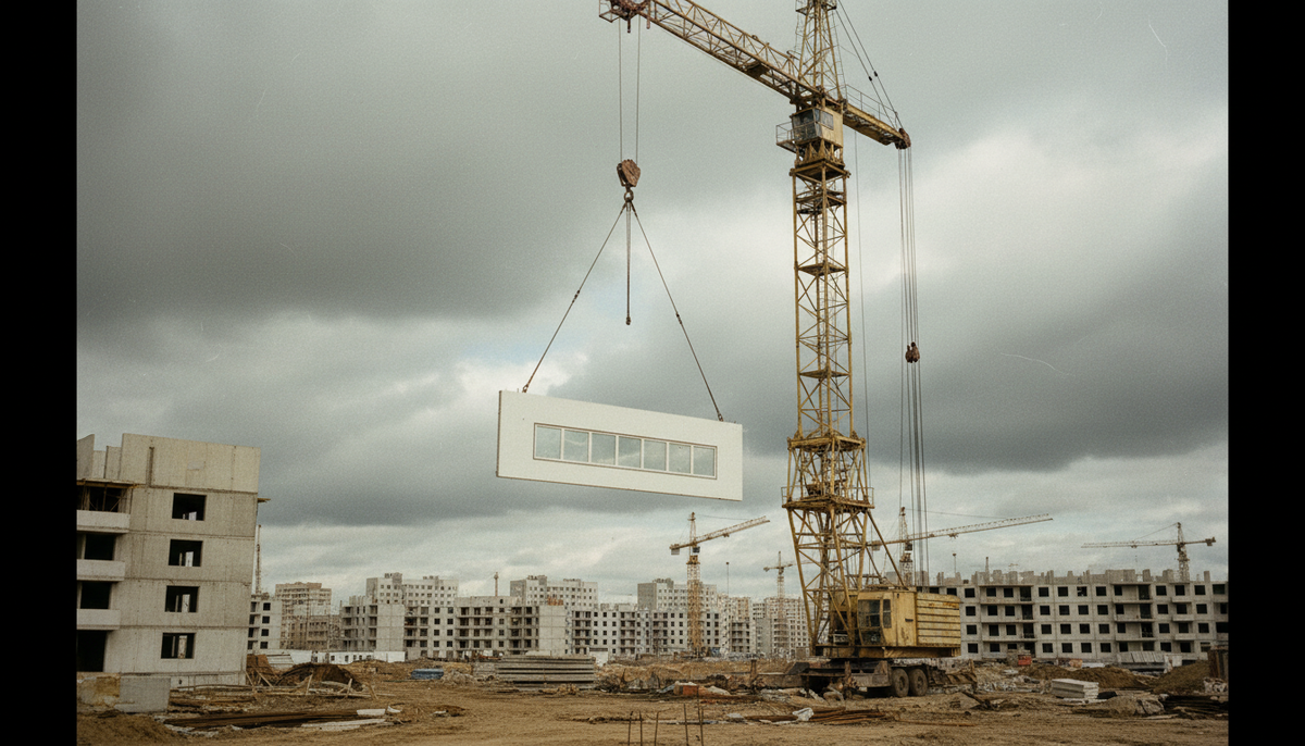 Строительство серии 1-ЛГ-600, монтаж панелей