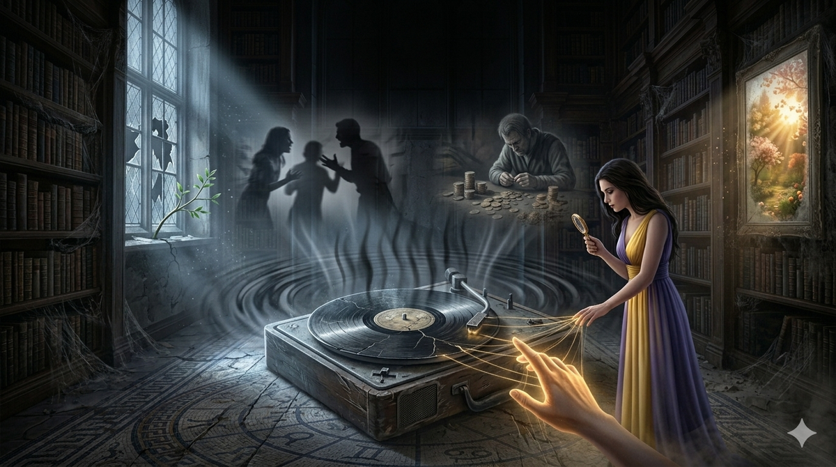 Это та самая пластинка, которая играет в вашей голове каждый день. Один и тот же страх. Один и тот же спор. Один и тот же пустой кошелёк. Вы устали, но игла всё скользит по старой борозде. Хватит. Руку к проигрывателю — и хватит. Три шага, чтобы снять пластинку и поставить новую. 🎵💔🕯️