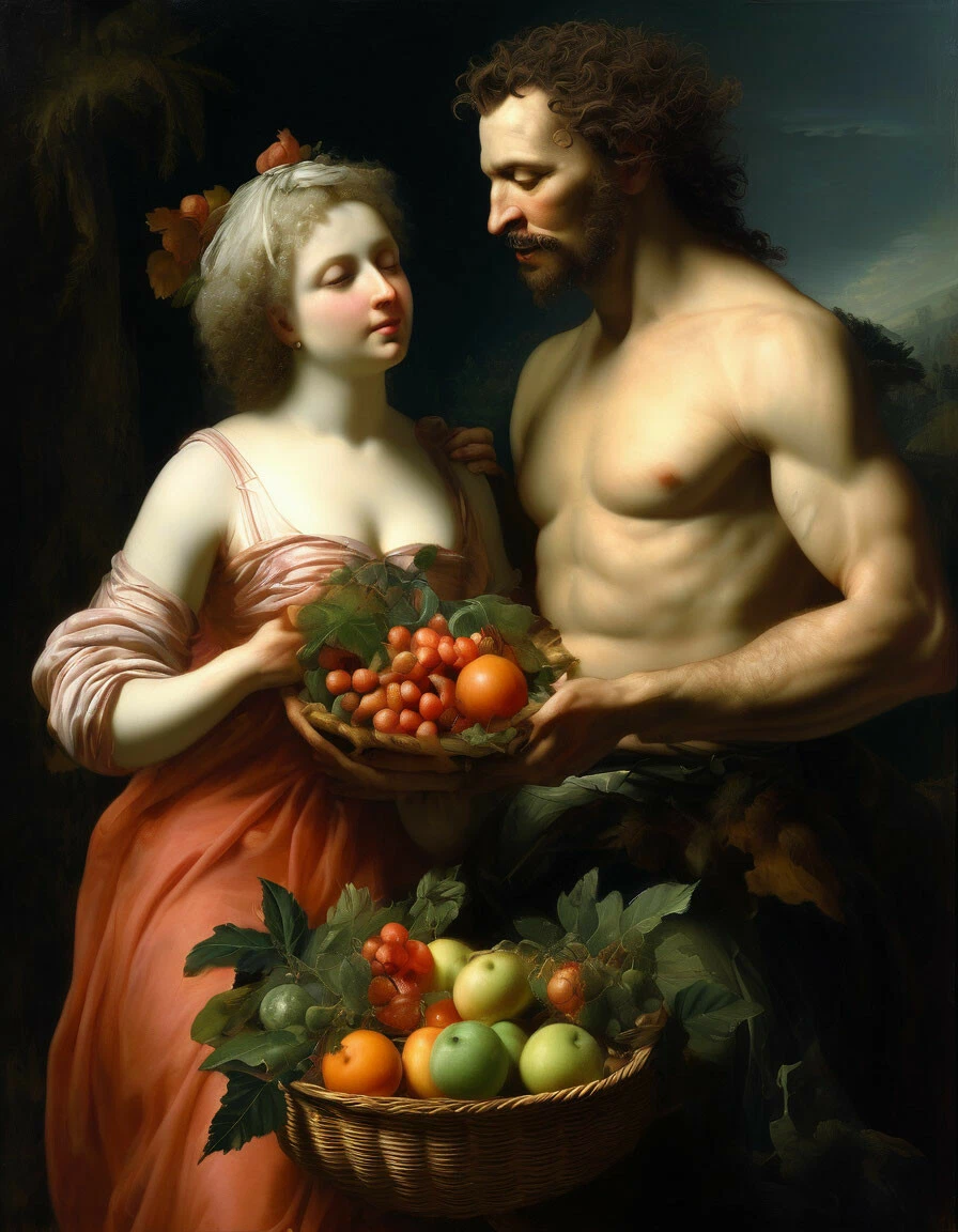 Сатир и женщина с корзиной фруктов. Не зря сатир искушает женщину фруктами. https://avatars.mds.yandex.net