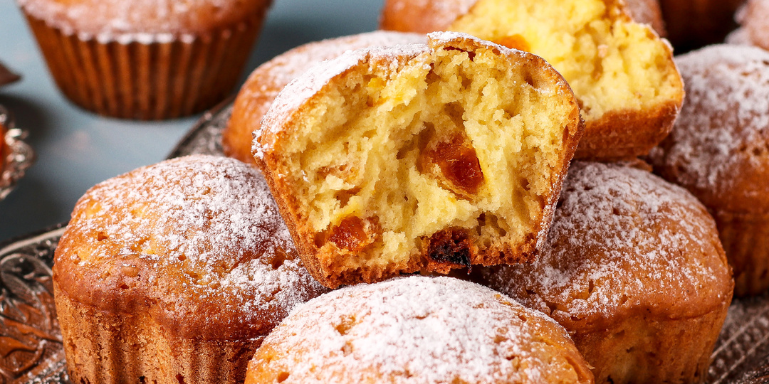 Солнечные кексы с курагой и живым сочным мякишем (+легкий аромат апельсиновой цедры)