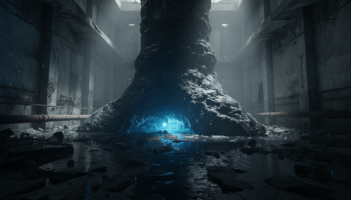  Мрачный, пугающий силуэт «Слоновьей ноги» в темном подвале