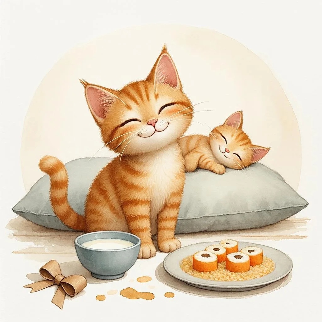 У моей Ириски
Хвостик как у киски,
Рыженькие ушки,
Пятнышки на брюшке.

Любит моя киска
Молочко из миски,
И не прочь покушать
Кашу или суши.

Любит моя киска
Поиграть с запиской,
С бантиком шалить,
Всех развеселить


А когда устанет,
На подушку ляжет,
Закрывает глазки,
И мурлычет сказки.
