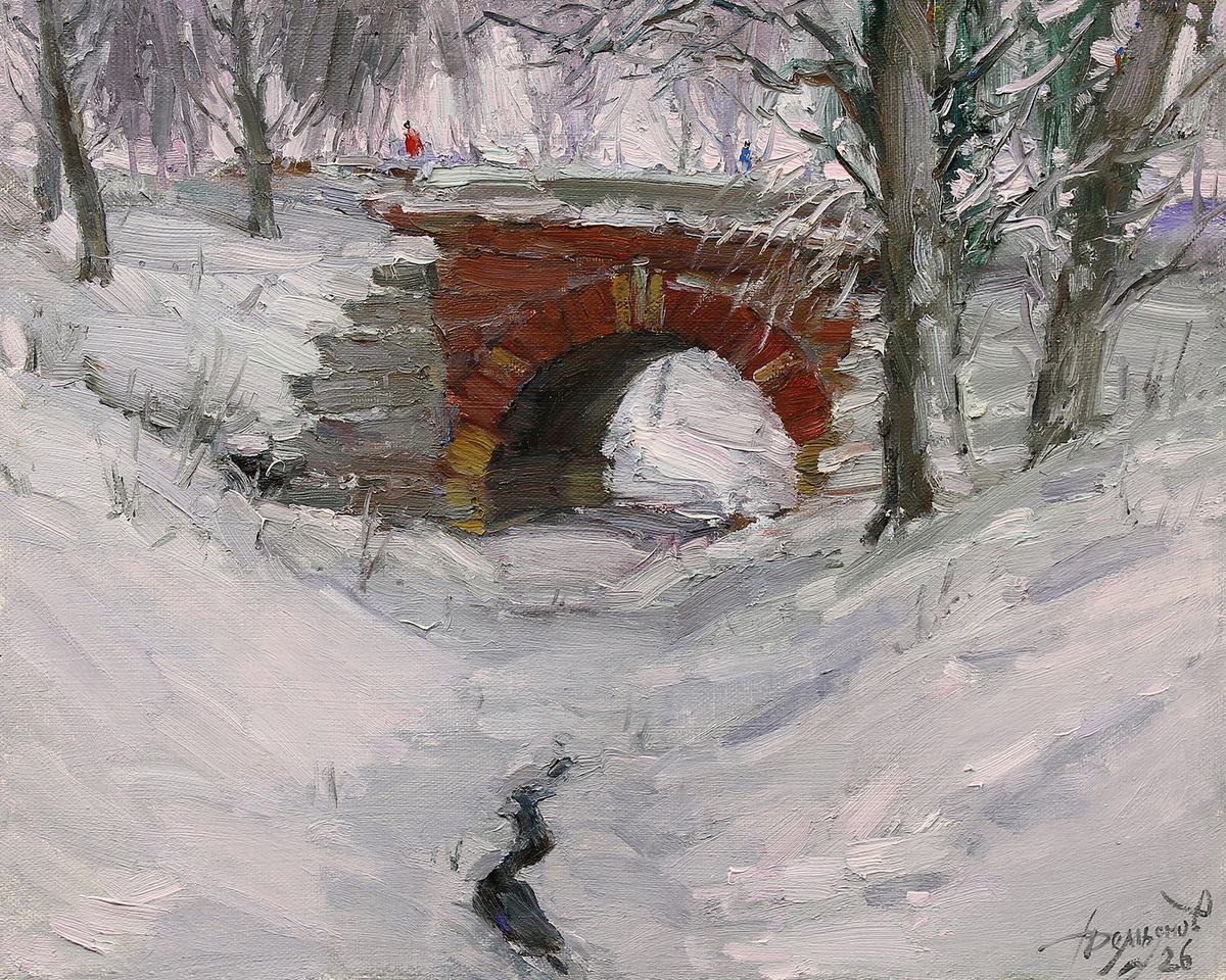 «Мягкая зима», холст на картоне, масло, 40 х 50 см, 2026 г.