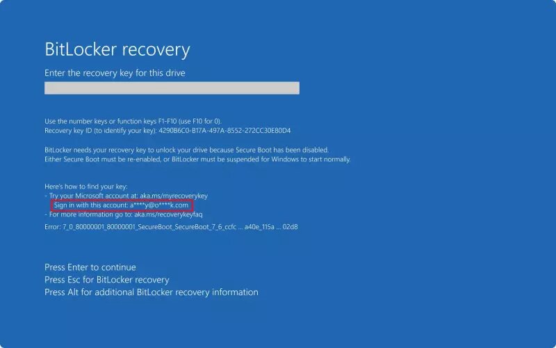    Ключ восстановления BitLocker. Фото: Социальные сети.