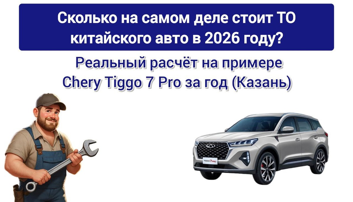 Сколько на самом деле стоит ТО китайского авто в 2026 году? Реальный расчёт на примере Chery Tiggo 7 Pro за год (Казань)
