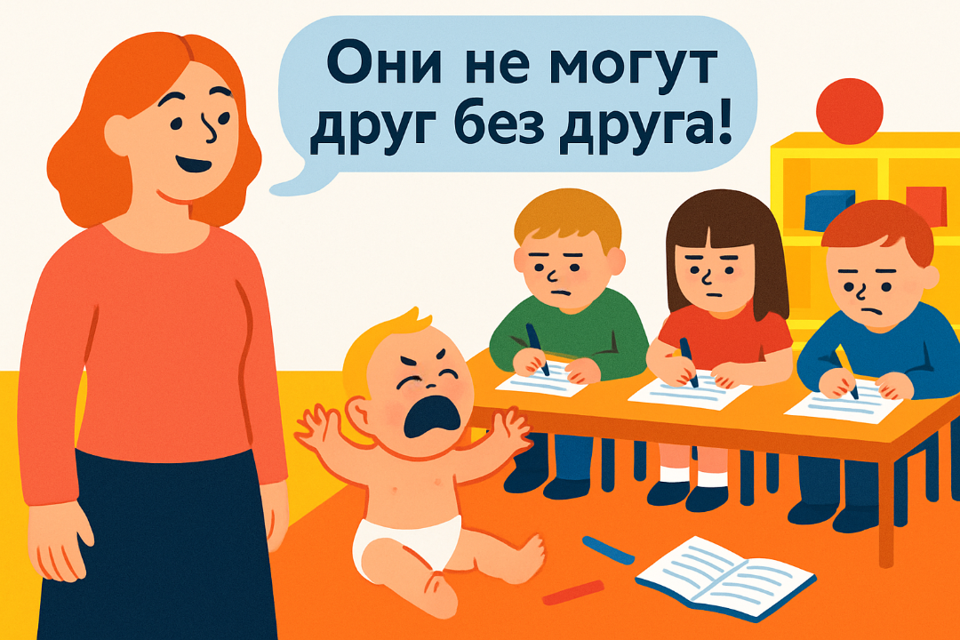 «Возьмите Петю к Ване! Ему 2 года, но он умный!». Мама устроила скандал в раздевалке. Требует, чтобы ясельного ребёнка пустили в группу к пятилеткам. Аргумент: "Старший брат присмотрит, а мне так удобнее"