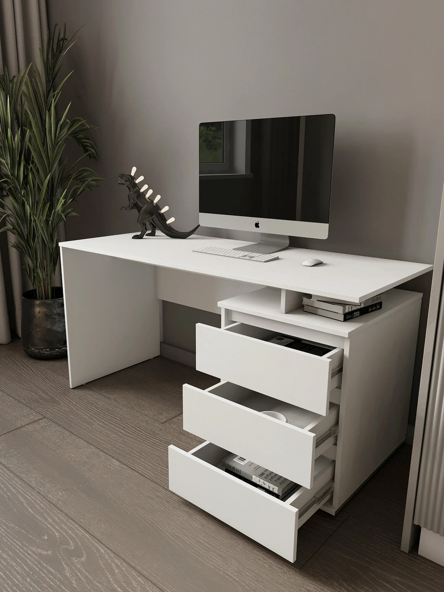 Письменный компьютерный стол Кайт с ящиками 145х60х75 см белый