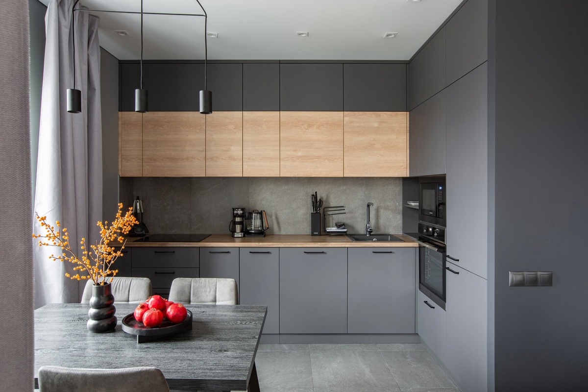 Серая кухня в интерьере: стильный дизайн в темных тонах