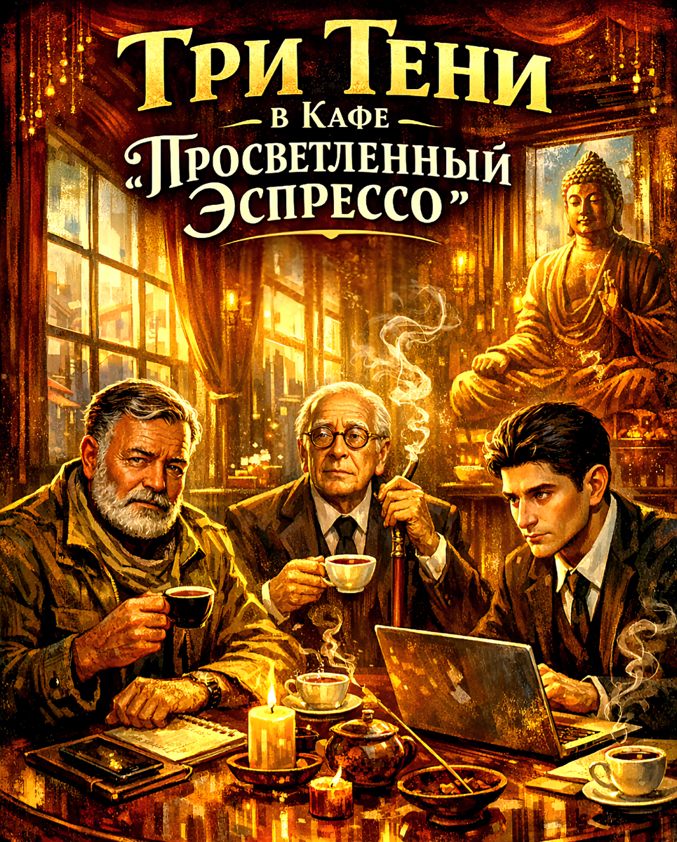 Хемингуэй,Борхес и Кафка в кафе "Просветленный Эспрессо"