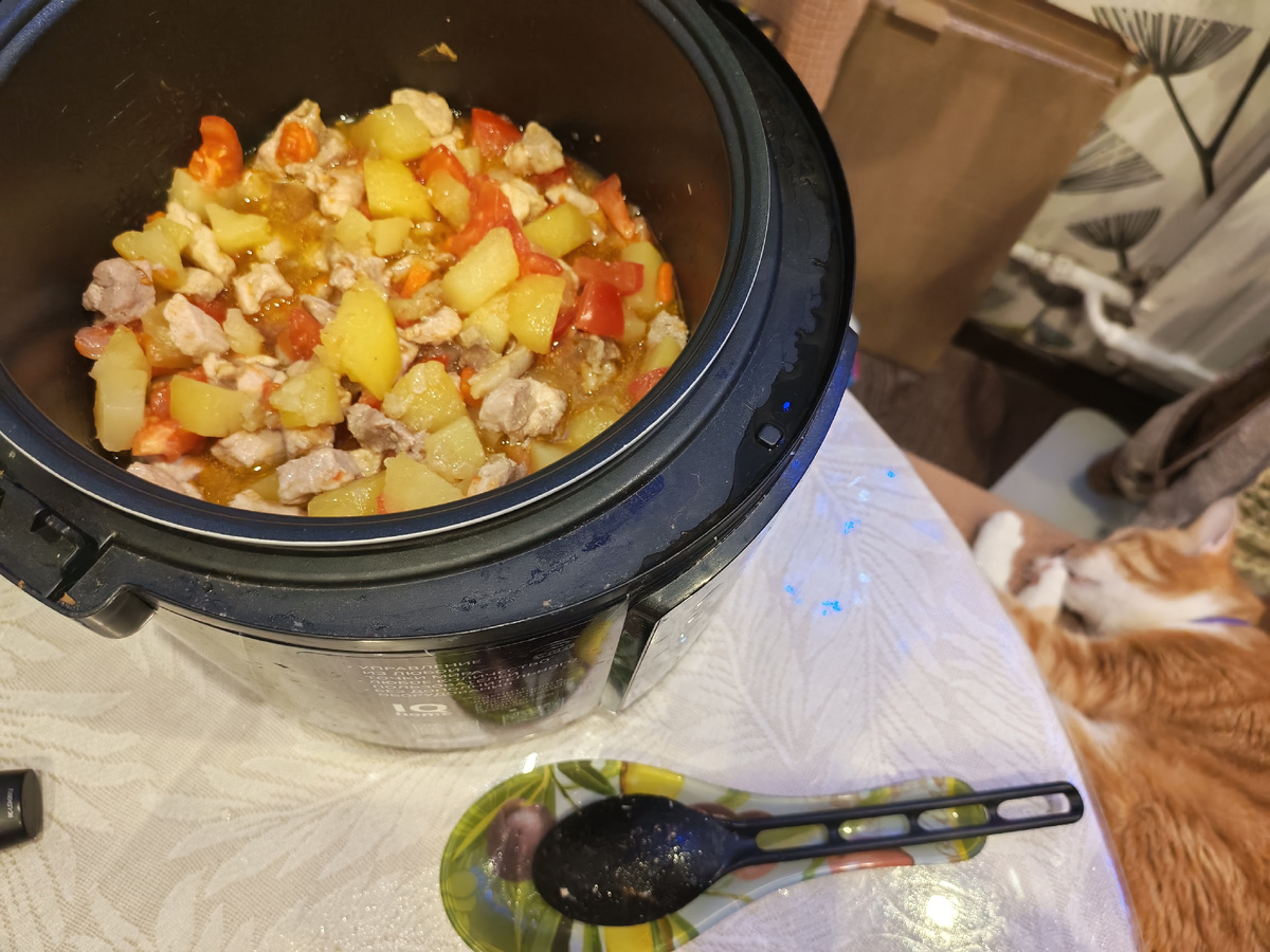 Мультиварка готовит :), пока пришиваю заплатки 