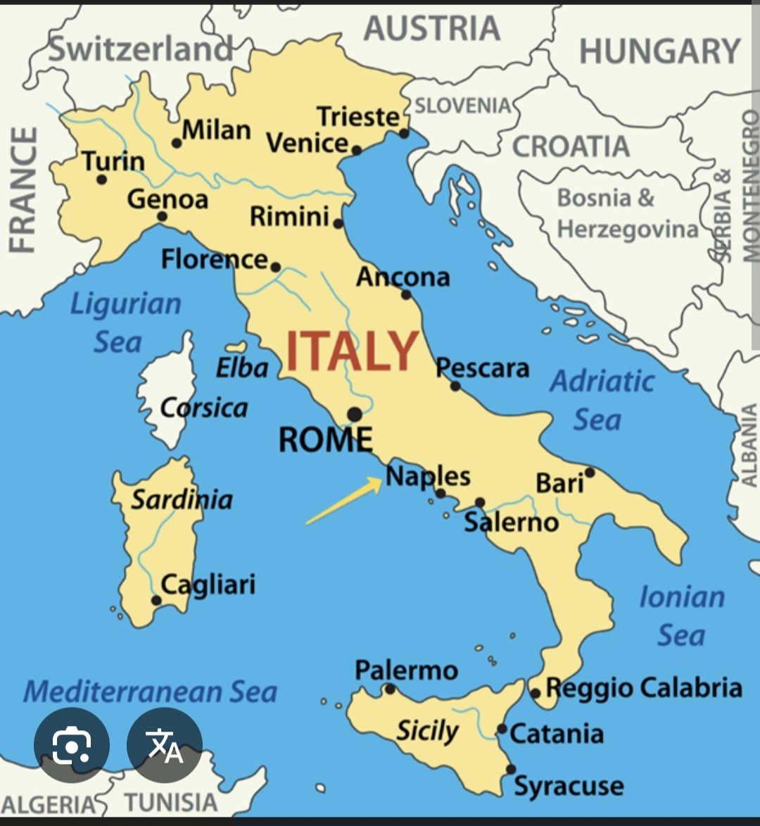 Неаполь на карте Италии