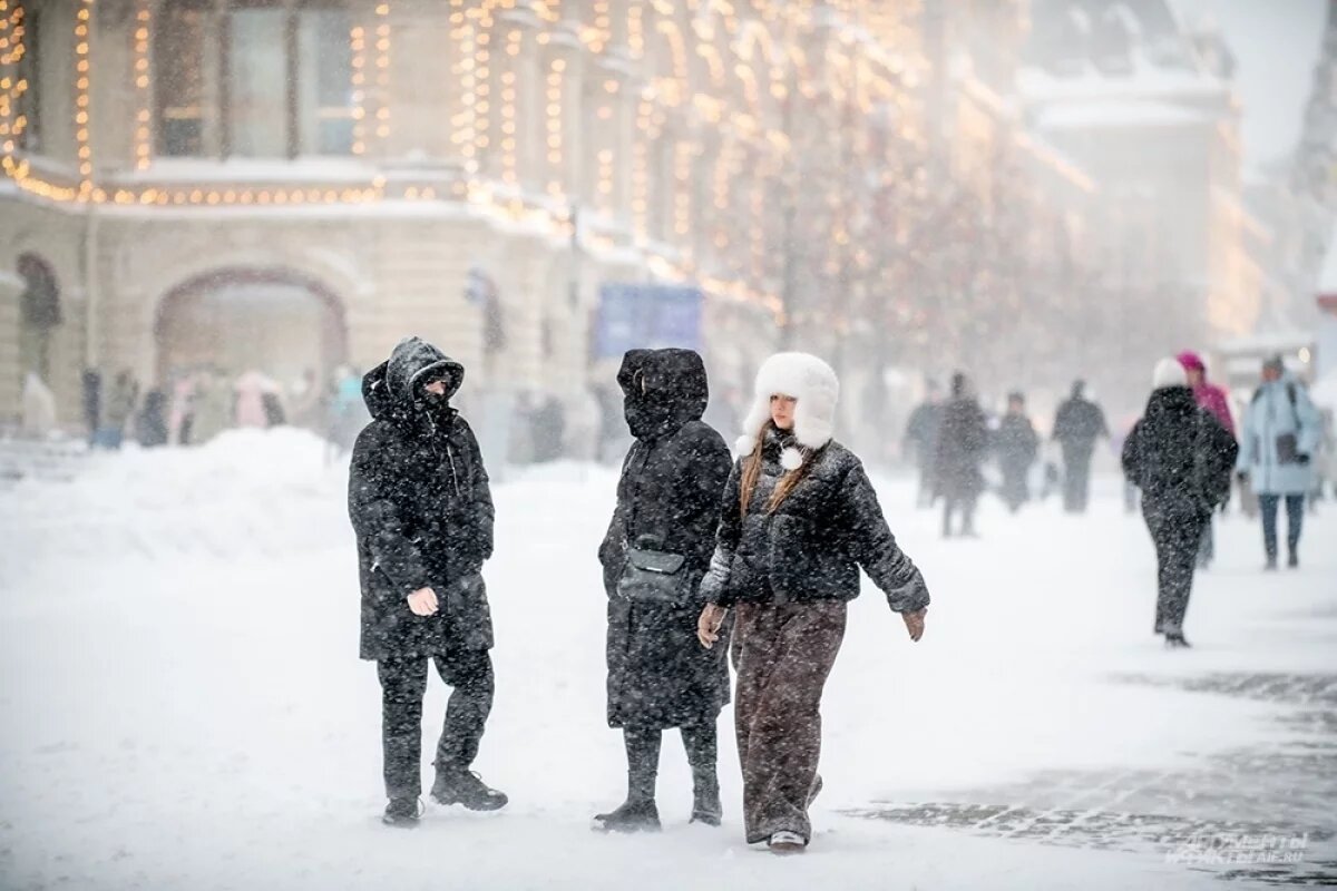    Снегопад в Москве.