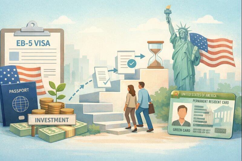 Пошаговая схема EB-5 для граждан РФ - от выбора проекта и Source of Funds до условной грин-карты и снятия условий