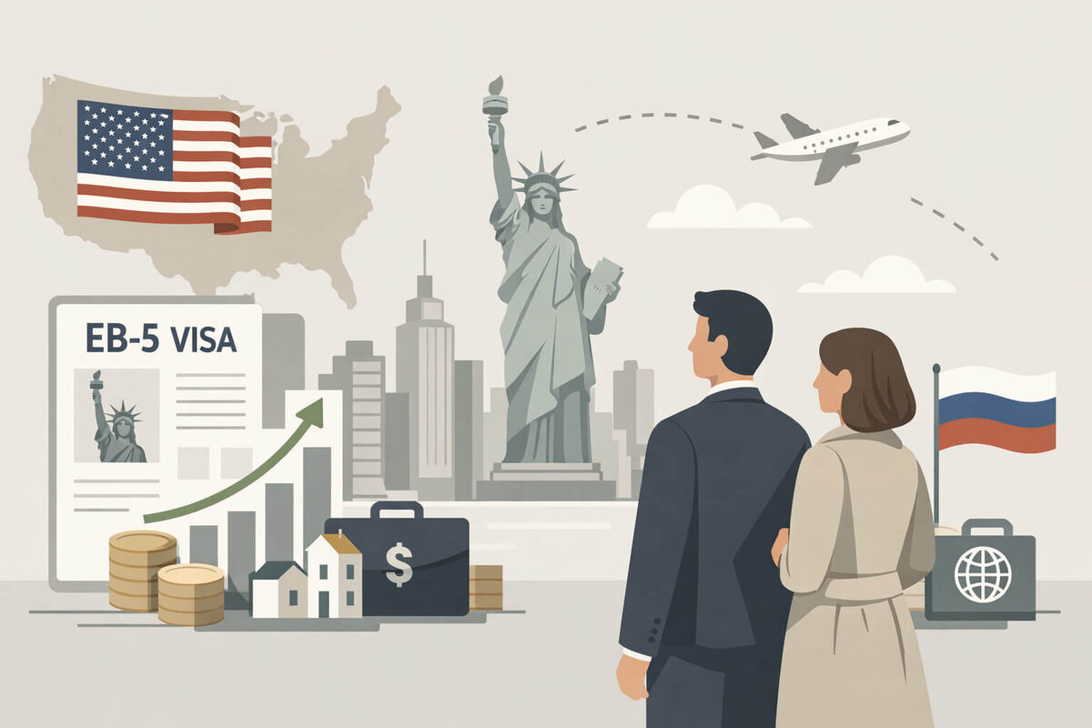 Виза EB-5 позволяет получить статус инвестору, супругу и детям до 21 года в рамках одной процедуры.