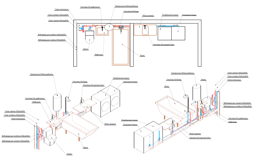 Так выглядит стандартный набор сантехники в обычной "хрущевке".