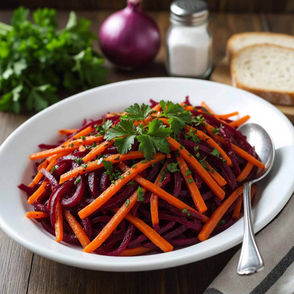 Салат из свежей свёклы и моркови с пряной заправкой: яркий, ароматный, полезный 🥗✨