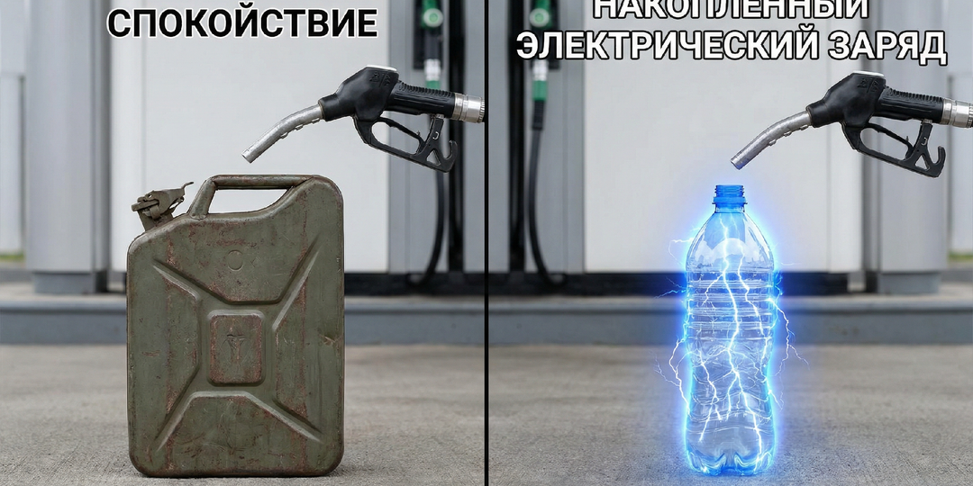 Почему на заправках категорически запрещено наливать бензин в пластиковые канистры: физика статического взрыва