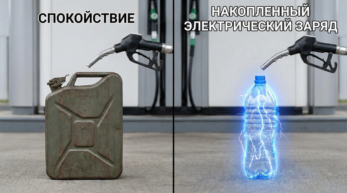 Почему на заправках категорически запрещено наливать бензин в пластиковые канистры: физика статического взрыва