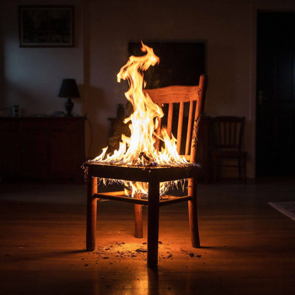 ИИ рисует горяЩий стул