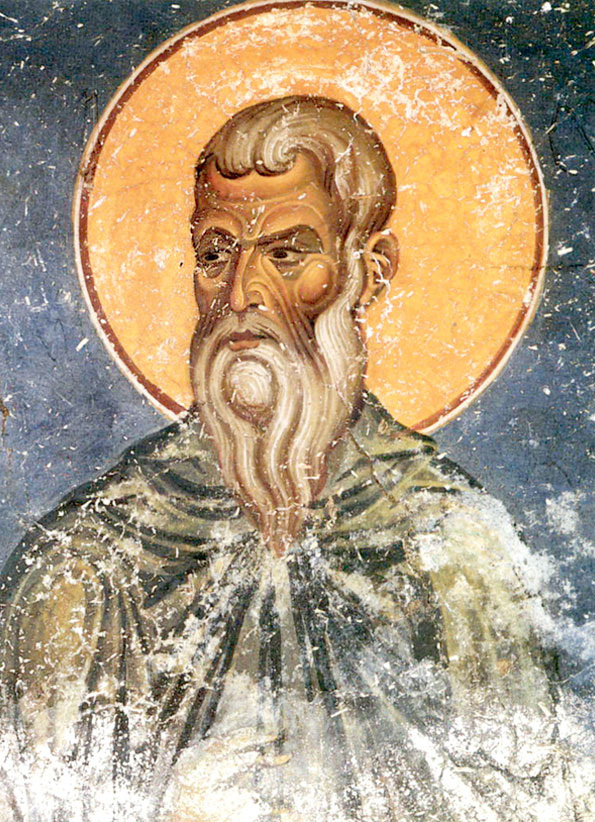 Святой Преподобный Харитон Исповедник. 12 в. Фреска монастыря Святого Иоанна Богослова на острове Патмос. Греция. 