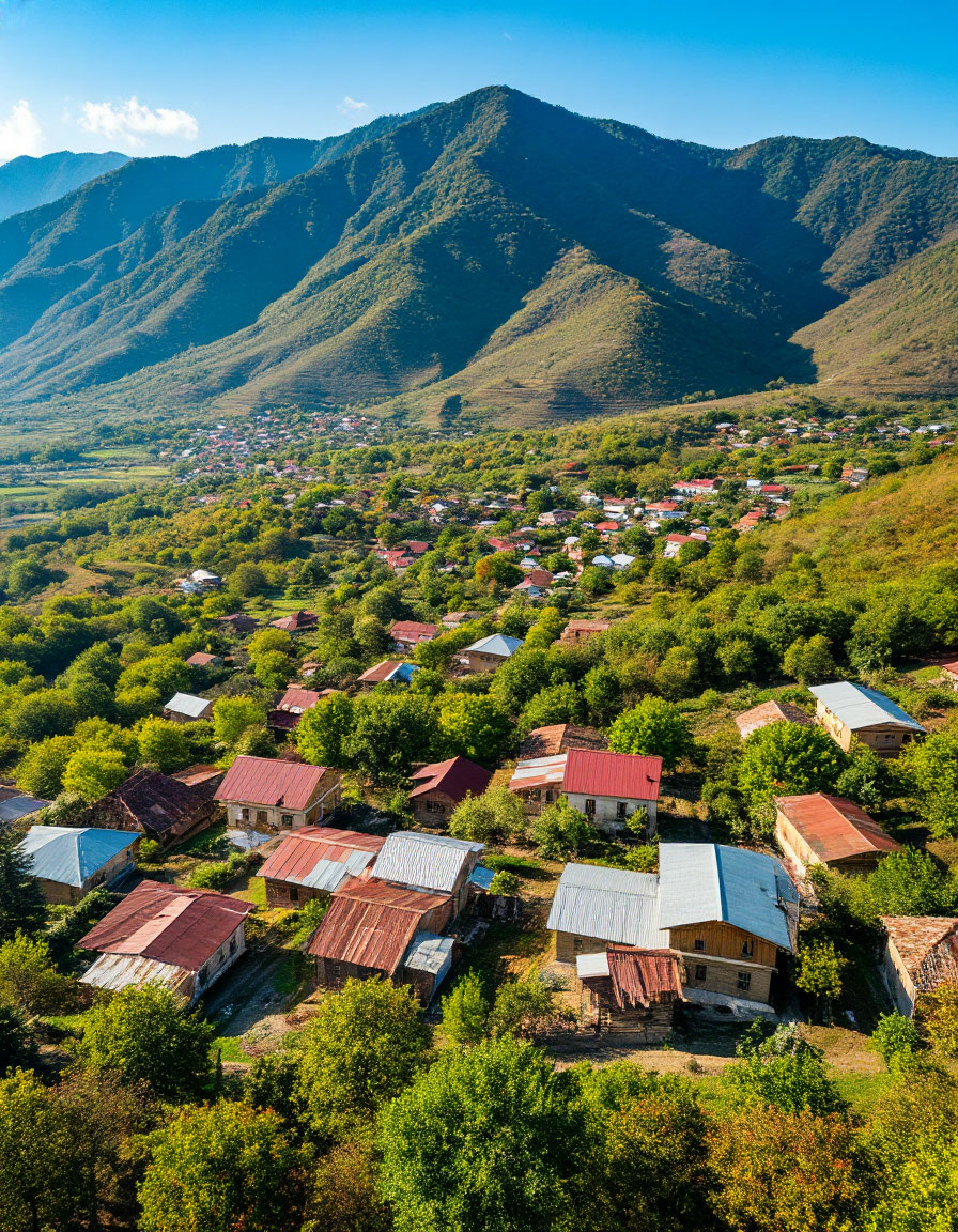 Станица у подножья горы. Картинка создана ИИ