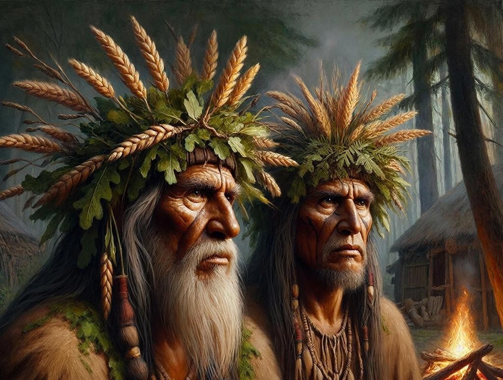 В доисторические времена вожди и шаманы украшали головы венками из священных трав, дубовых листьев или злаков. 