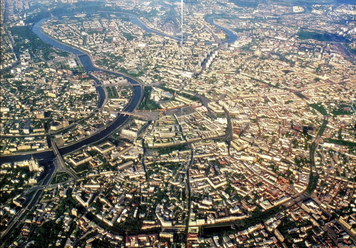 Вид на центр Москвы с высоты птичьего полёта. картинка с сайта pastvu.com