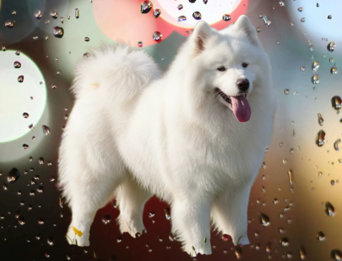 Джоник - белый, пушистый красавчик арктический шпиц (самоедская собака)