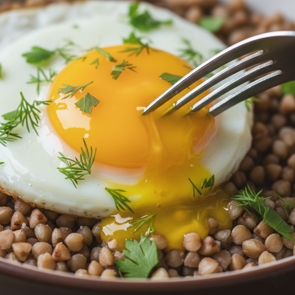 Название блюда: Ароматная Гречка с Яйцом и Свежей Зеленью