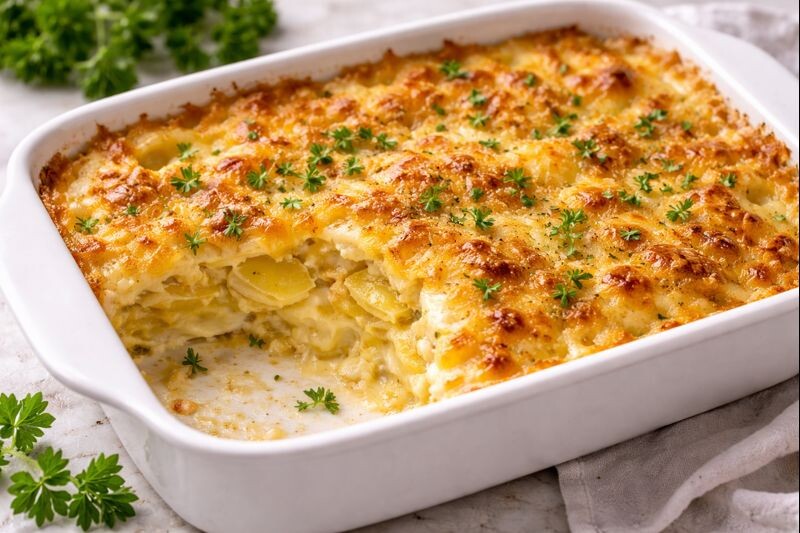 Картофельная запеканка в духовке: сочная, румяная и без сухости