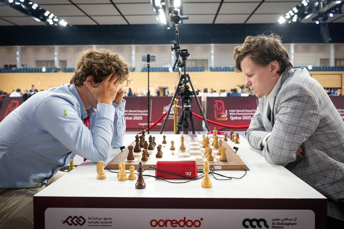 Гроссмейстер из Татарстана Владислав Артемьев на чемпионате мира занял второе место и в одной из партий обыграл лидера мировых шахмат Магнуса КарлсенаФото: © worldrapidandblitz2025.fide.com