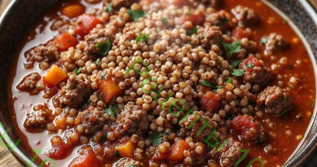 Гречка с фаршем в томатном соусе.