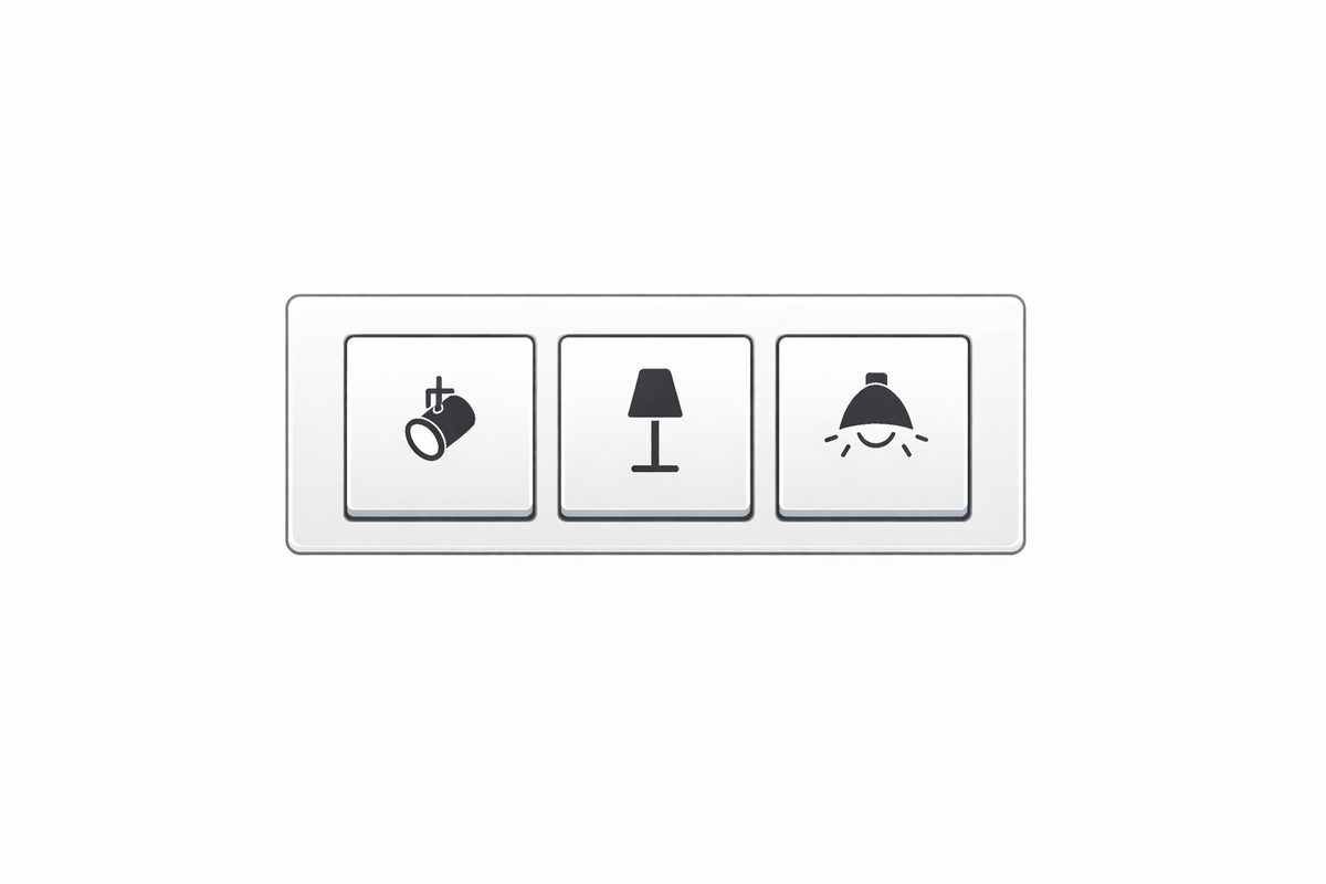 Располагаем выключатели по ходу движения руки от нижнего света к верхнему