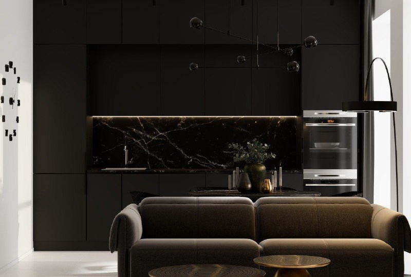 Чёрно-белый интерьер идеально подходит для обустройства пространства в современном стиле