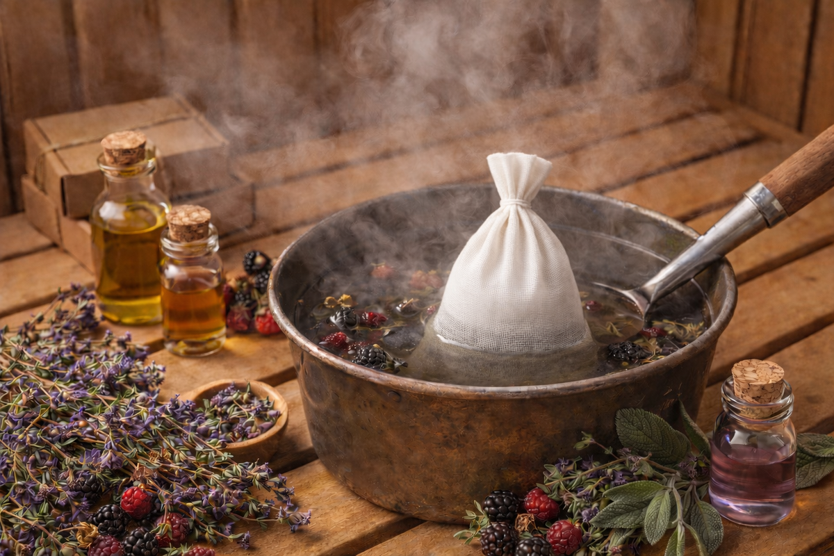 Пример запаривания банного букета с добавлением ягод