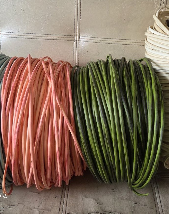 Слева оранжево-розовый — абрикосовый тюльпан, а справа зеленый — киви.