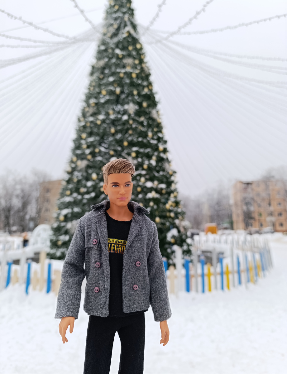 Алехандро и ёлка у здания администрации 